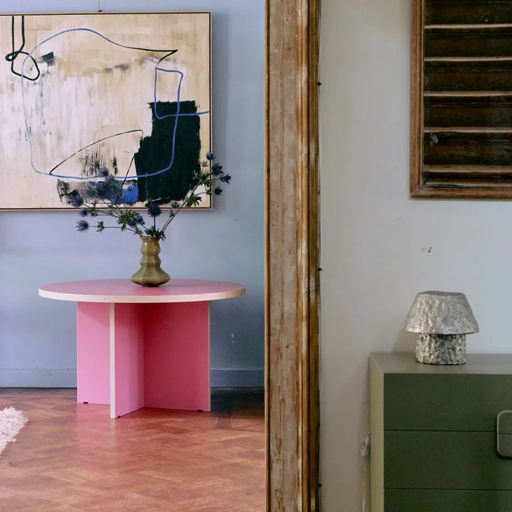 HKliving - Table de salle à manger, Ø 130 cm, raspberry