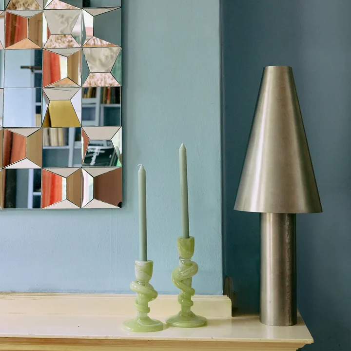 HKliving - Metal Cone Lampe de table, gris argenté