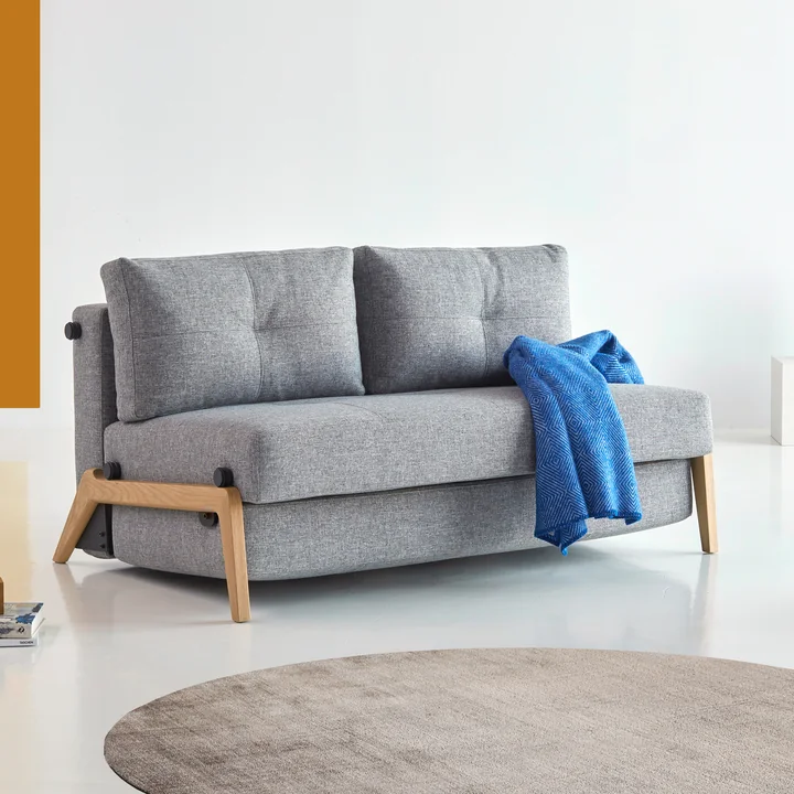 Innovation Living - Cubed 140 Canapé-lit, 148 x 98 cm, chêne / gris clair (565 Twist Granite )