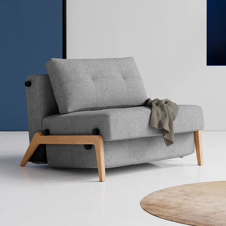 Innovation Living - Cubed 90 Fauteuil, chêne / gris clair (565 Twist Granite )