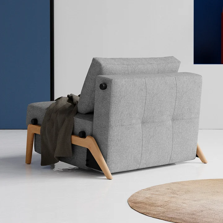 Innovation Living - Cubed 90 Fauteuil, chêne / gris clair (565 Twist Granite )
