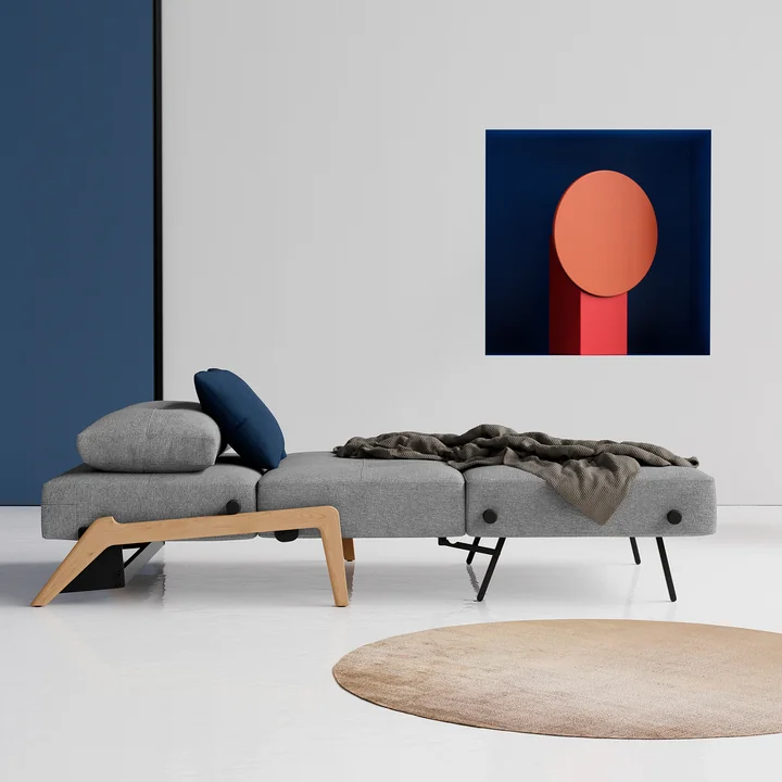 Innovation Living - Cubed 90 Fauteuil, chêne / gris clair (565 Twist Granite )