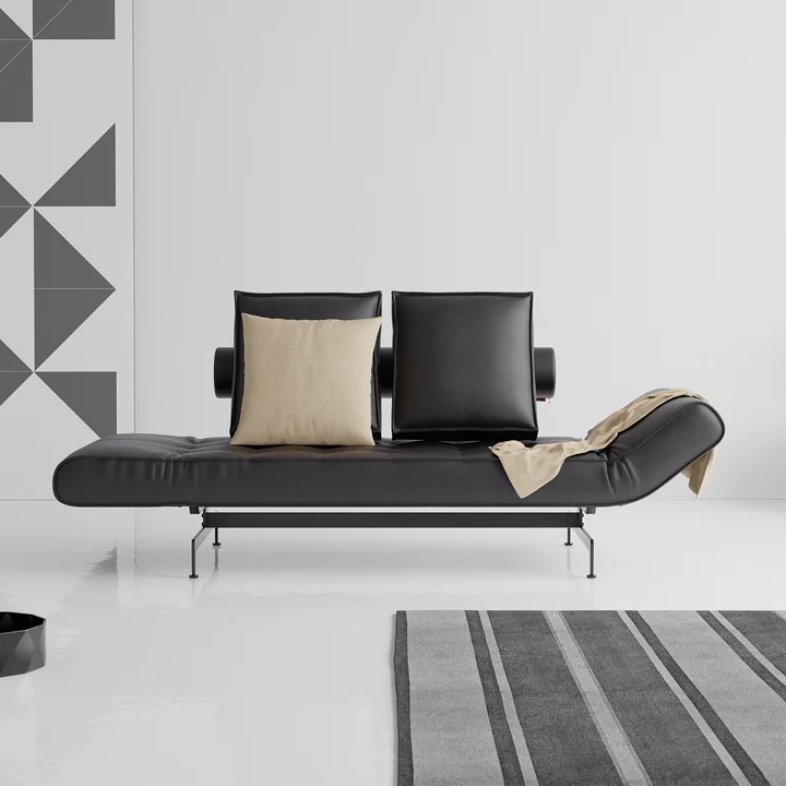 Innovation Living - Ghia Laser Canapé-lit, 210 x 93 cm, cuir noir (Mix 550 Faunal )