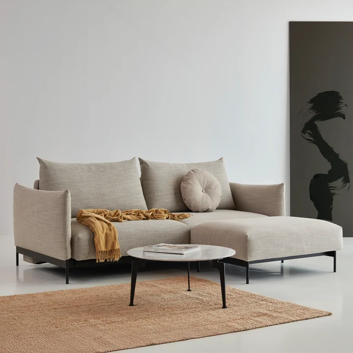 Innovation Living - Malloy Ottomane, noir / naturel (579 Kenya Gravel )