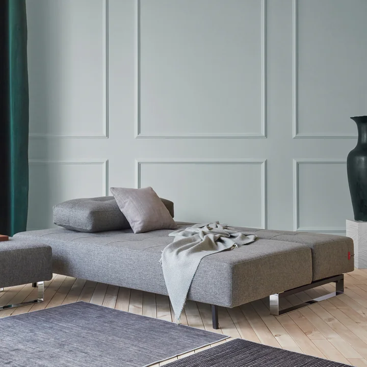 Innovation Living - Supremax D.E.L. Canapé-lit, 200 x 115 cm, chrome / gris (563 Twist )