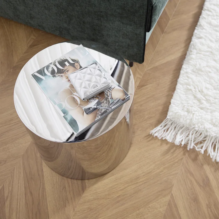 Innovation Living - Tin Drum Table d'appoint, Ø 40 x 35 cm, chrome