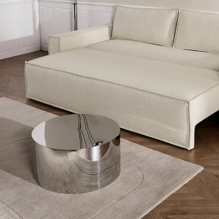 Innovation Living - Tin Drum Table d'appoint, Ø 60 x 30 cm, chrome