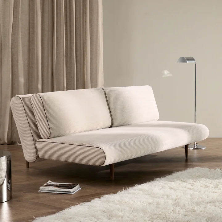 Innovation Living - Unfurl Lounger Canapé-lit, 200 x 121 cm, ivoire (594 Corduroy )