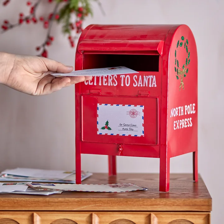 Bloomingville - Carlo Boîte aux lettres Décoration de Noël, rouge