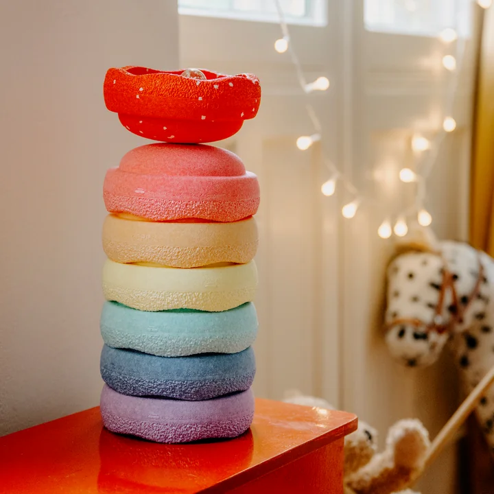 Stapelstein® - Original Mini, rainbow pastel, blush special (set de 7)