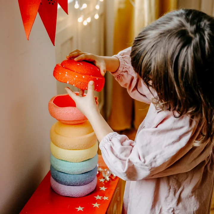 Stapelstein® - Original Mini, rainbow pastel, blush special (set de 7)