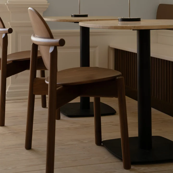 Umage - Gather table, 68 x 68 cm, noir / naturel (travertin)