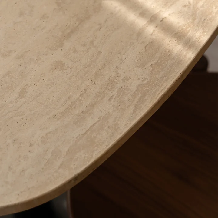 Umage - Gather table, 68 x 68 cm, noir / naturel (travertin)