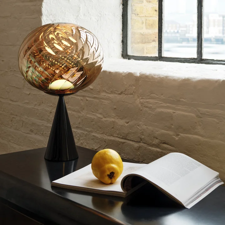 Tom Dixon - Whirl Cone Fat LED lampe de table, or / noir