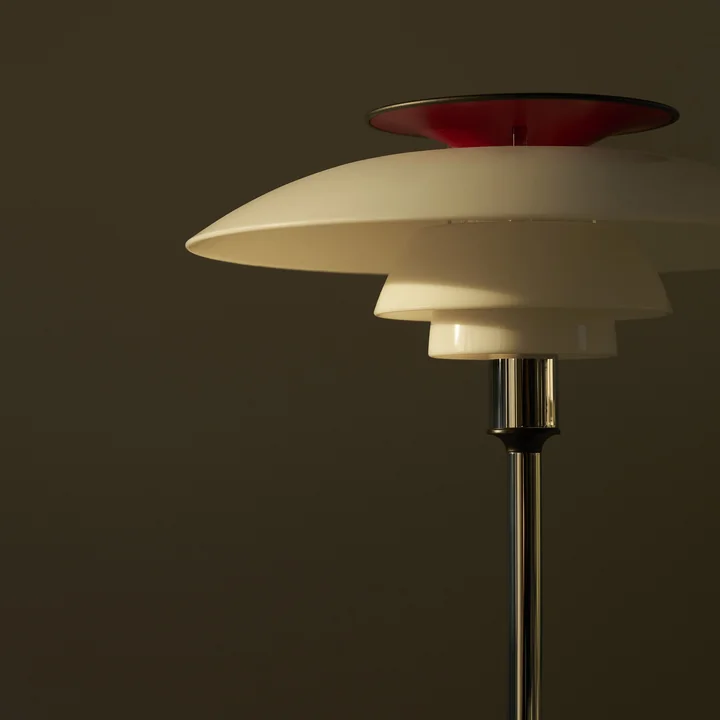 Louis Poulsen - PH80 lampe de table, blanc opale / chromé brillant