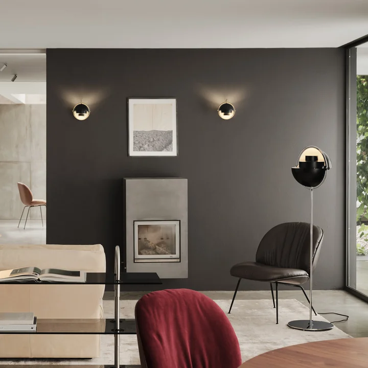 Gubi - Multi-Lite Applique murale, black semi mat / laiton