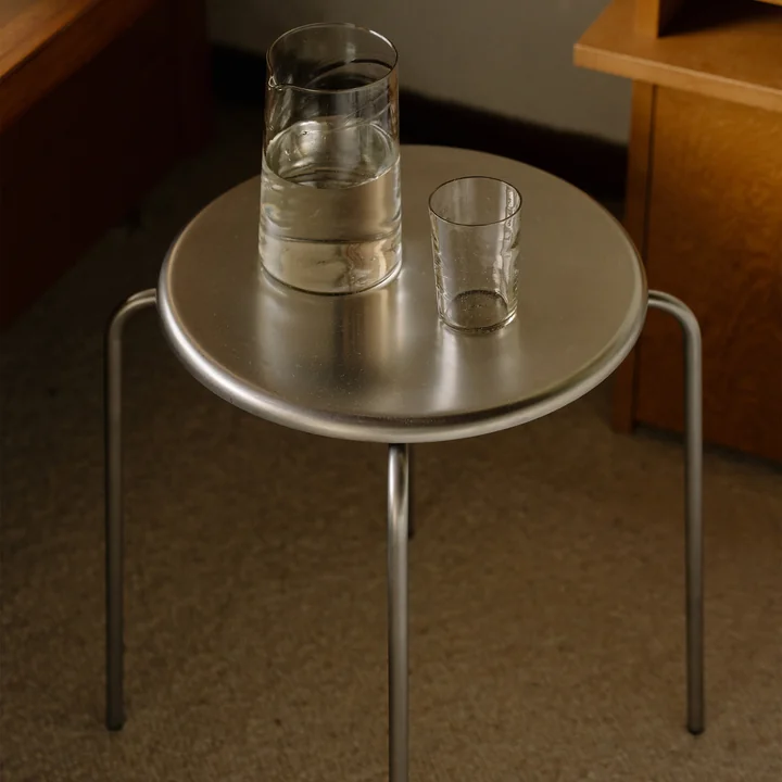 Frama - Petit Rond tabouret, acier inoxydable brossé