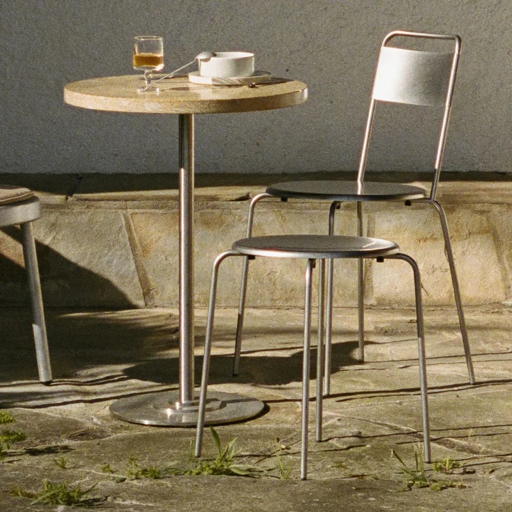 Frama - Petit Rond tabouret, acier inoxydable brossé