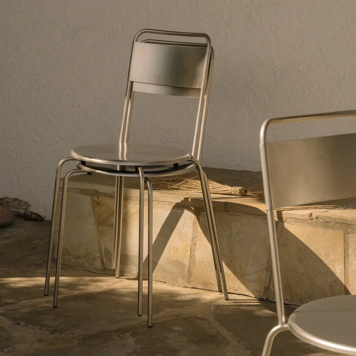 Frama - Chaise Petit Rond, acier inoxydable brossé