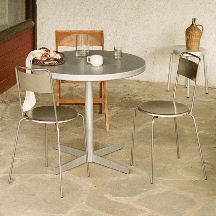 Frama - Chaise Petit Rond, acier inoxydable brossé