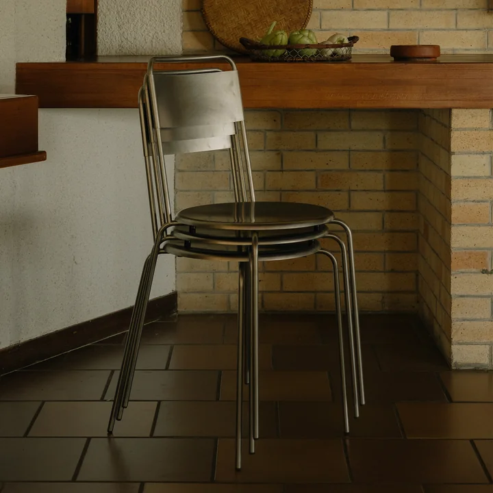 Frama - Chaise Petit Rond, acier inoxydable brossé