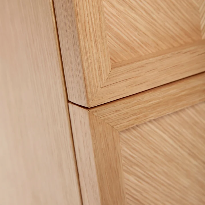 Hübsch Interior - Table de nuit Herringbone, H 60 cm, chêne