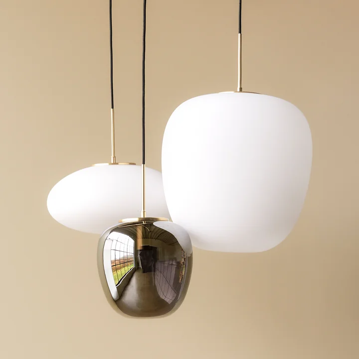 Hübsch Interior - Muse Lampe suspendue, Ø 40 cm, laiton / blanc