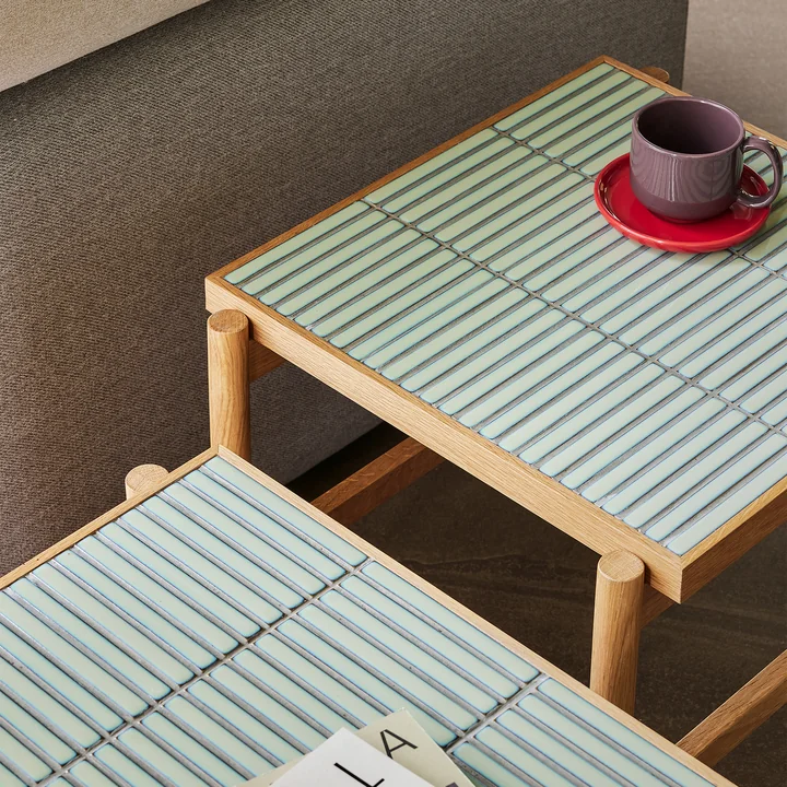 Hübsch Interior - Tile table d'appoint, chêne / menthe