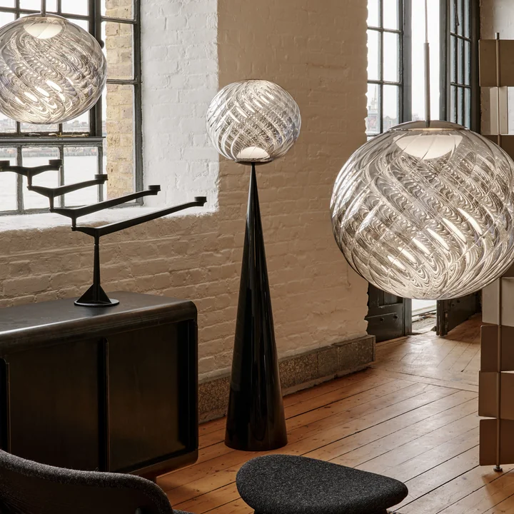 Tom Dixon - Whirl Cone Fat LED Lampadaire, argent / noir