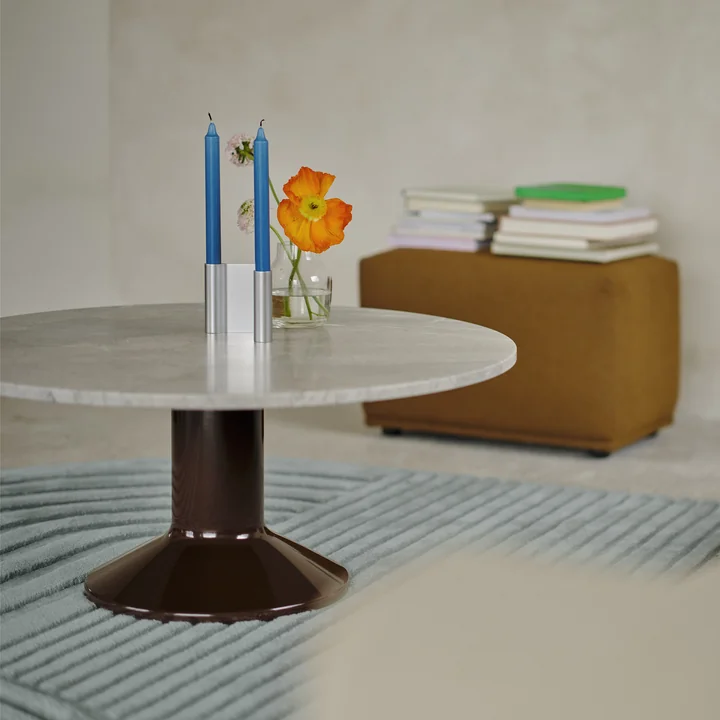 Muuto - Midst table basse, Ø 90 cm, marbre gris / rouge foncé