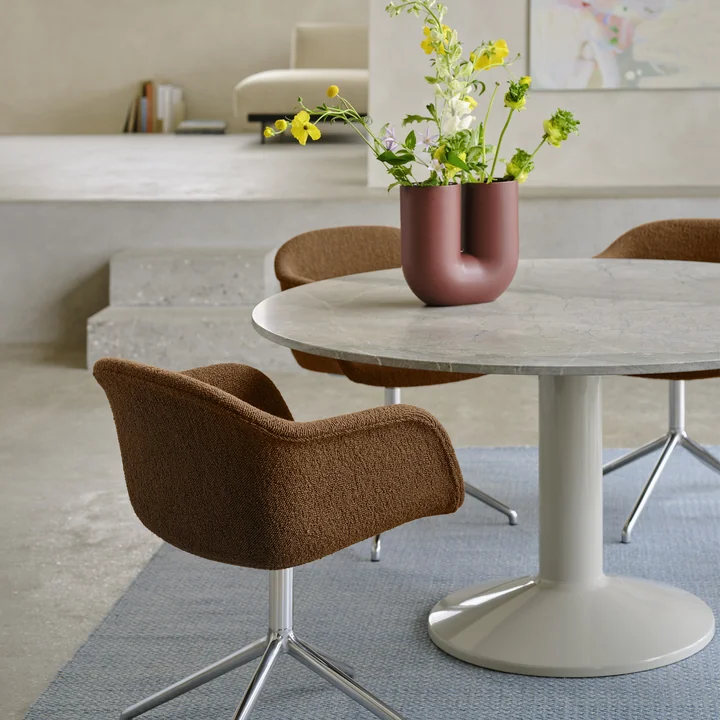 Muuto - Midst Table de salle à manger, Ø 140 cm, marbre gris / gris