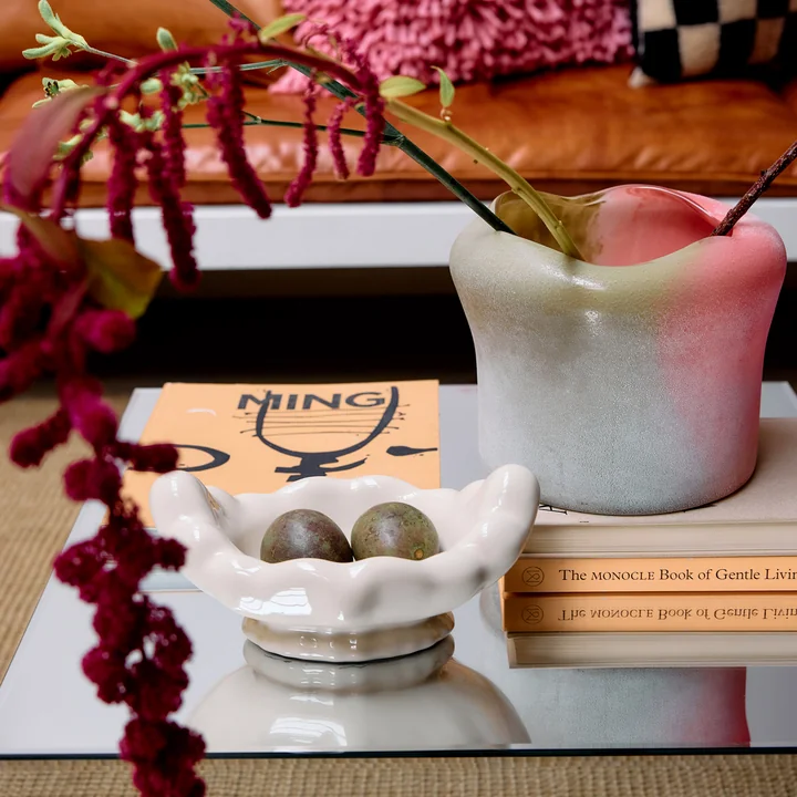 HKliving - Folded Vase en verre, duo, rose / vert