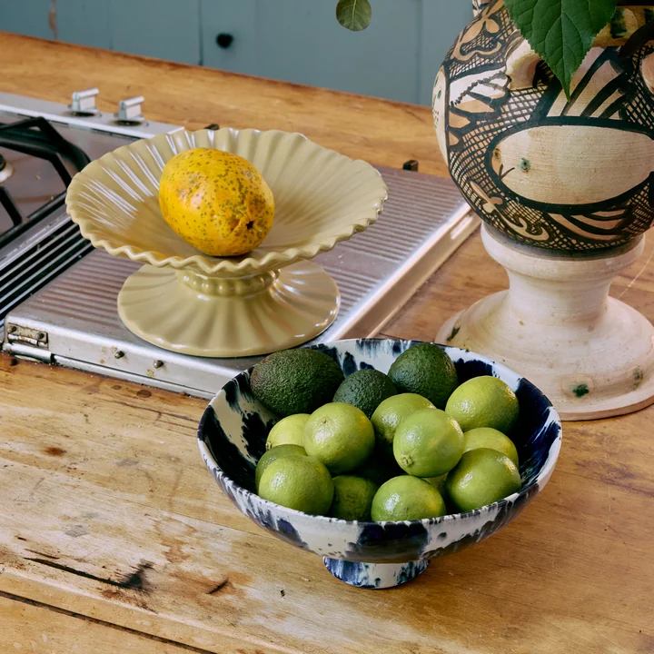 HKliving - Plat de service avec pied, Ø 26 cm, indigo