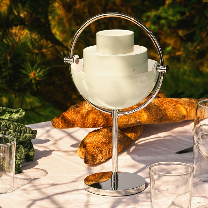 Gubi - Multi-Lite Portable Akku Lampe de table, chrome / pearl