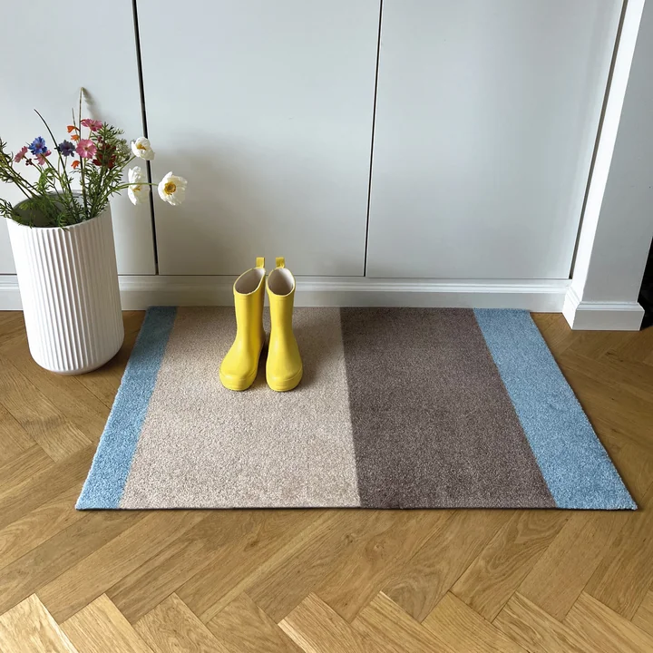 tica copenhagen - Stripes Horizontal Tapis, 60 x 90 cm, ivory / sand / blue