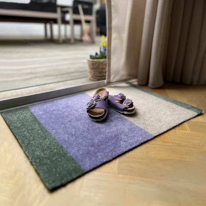 tica copenhagen - Stripes Horizontal Tapis, 60 x 90 cm, lilas / ivoire / vert