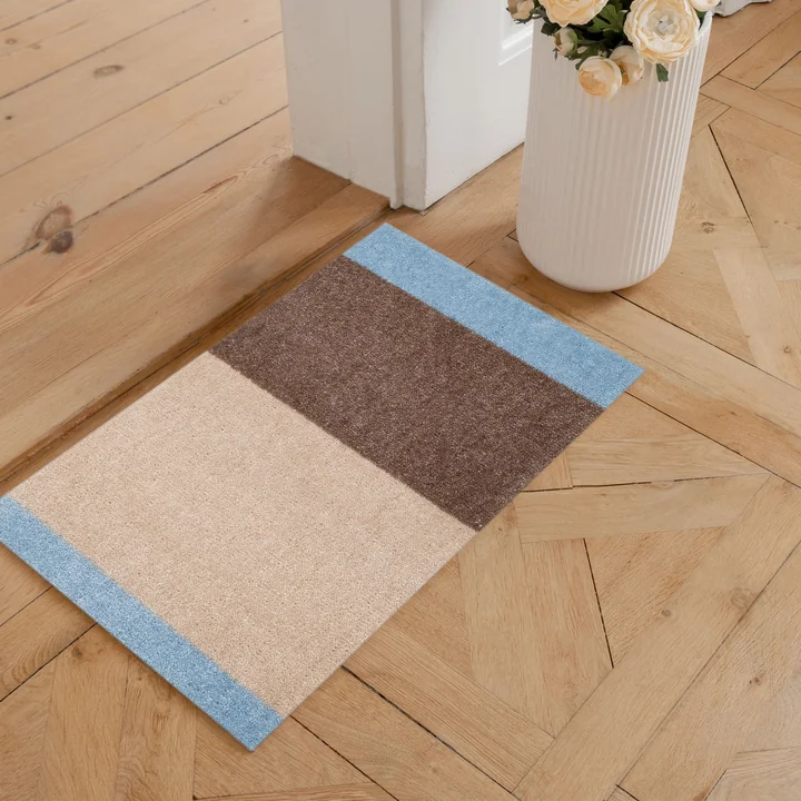 tica copenhagen - Stripes Horizontal Tapis, 40 x 60 cm, Ivory / sand / blue