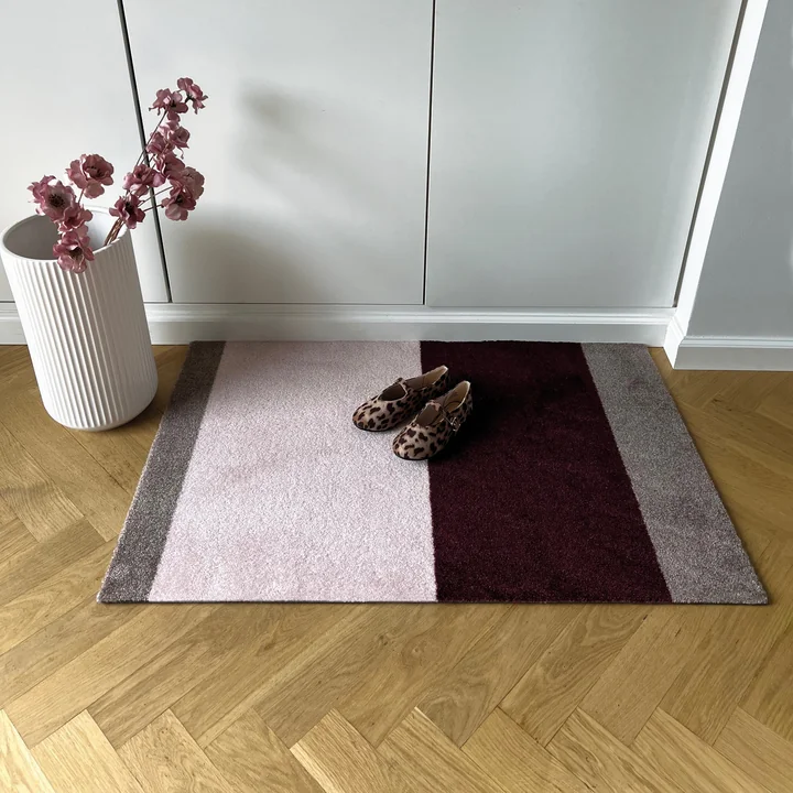 tica copenhagen - Stripes Horizontal Tapis, 60 x 90 cm, bordeaux / rose / sable