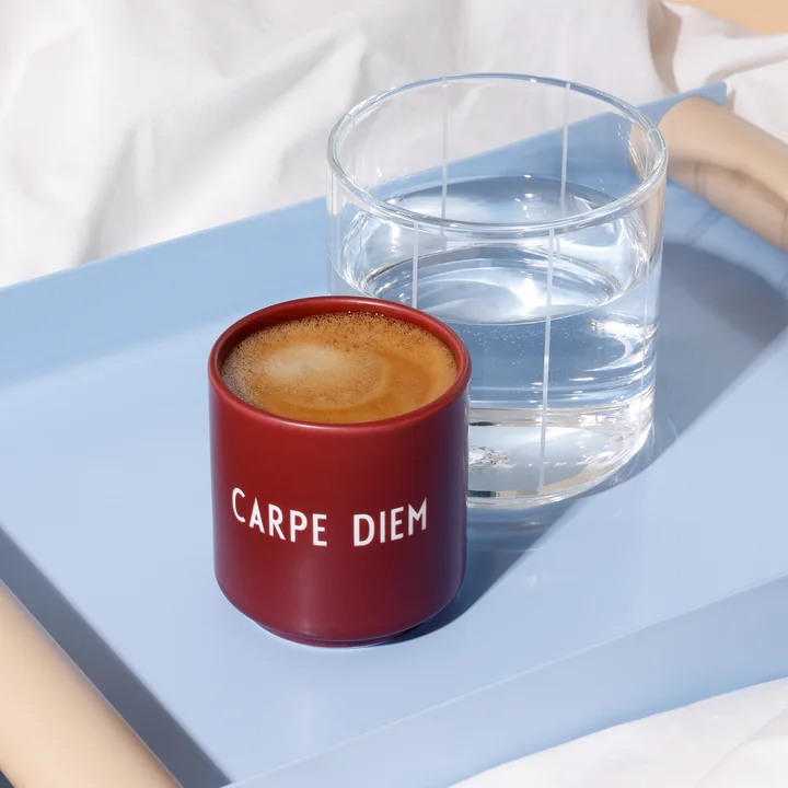 Design Letters - Mini-tasse en porcelaine, Carpe Diem / burgundy