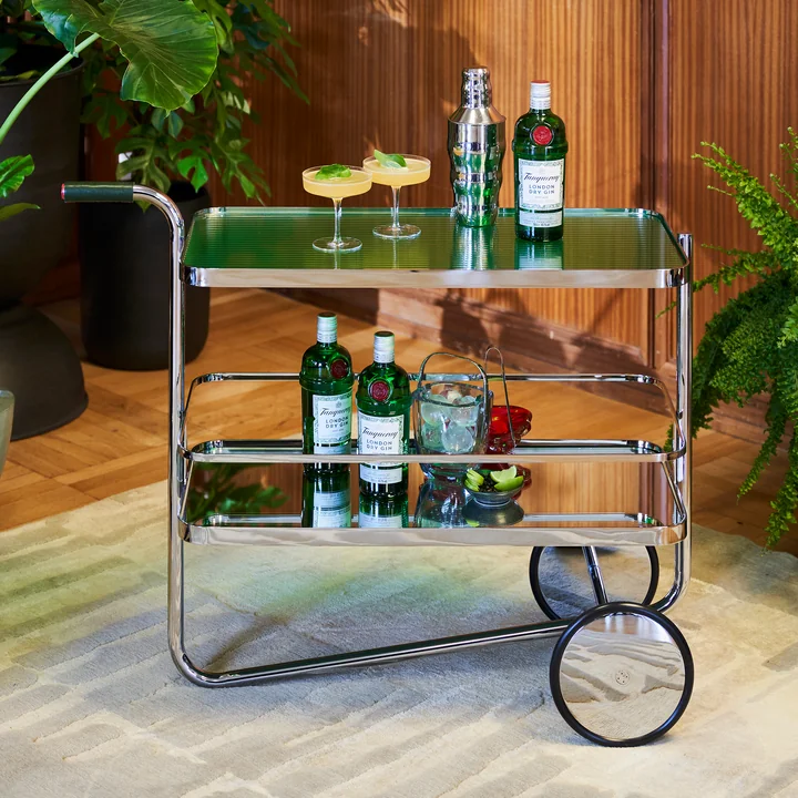 Thonet - S 179 Chariot de service Tanqueray, chrome / vert london