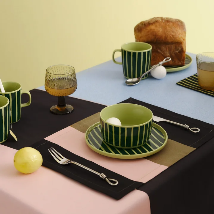 Marimekko - Oiva Piccolo Gobelet avec anse et coupelles, white / pink / dark green