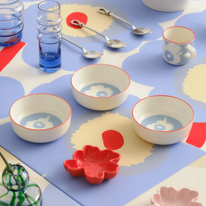 Marimekko - Oiva Unikko Bol, 400 ml, blanc / bleu clair / orange