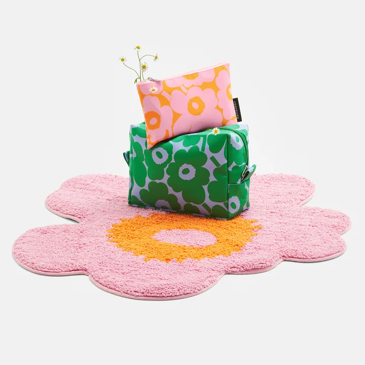 Marimekko - Unikko Tapis de bain, 73 x 74 cm, rose / orange