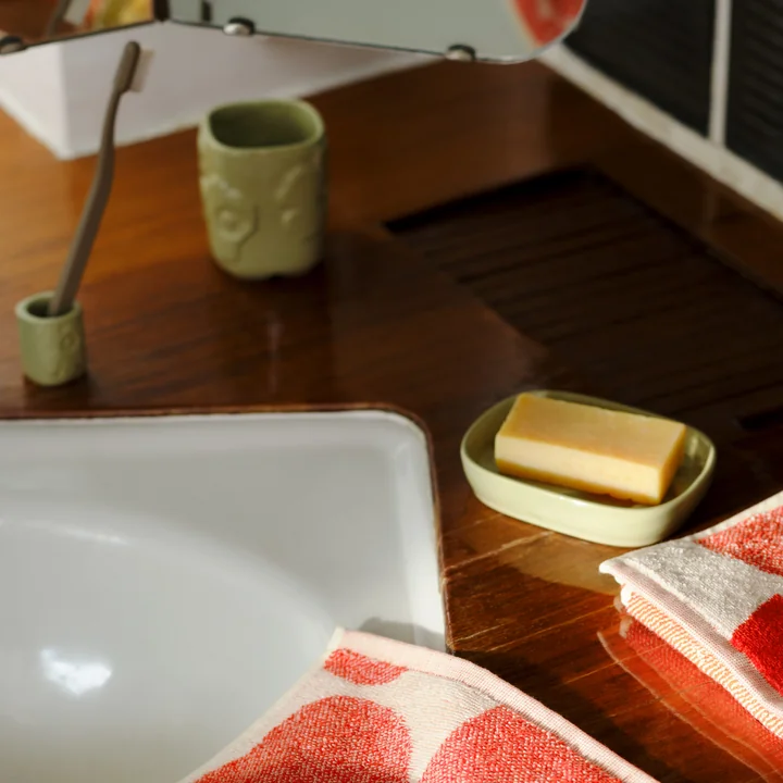 Marimekko - Récipient Unikko, gobelet pour brosse à dents et porte-savon, pear