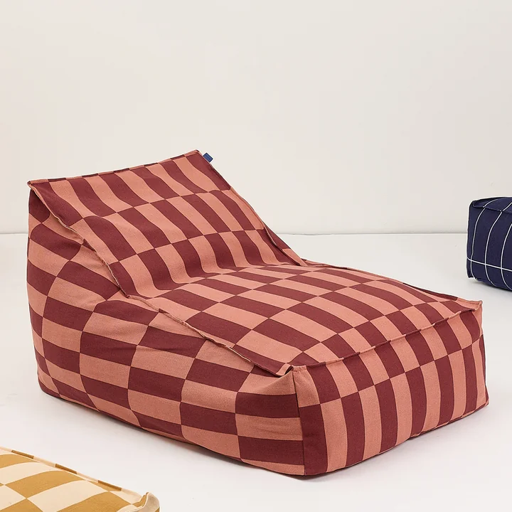 Nobodinoz - Vibes Long Pouf (pour adultes), maroon tiles