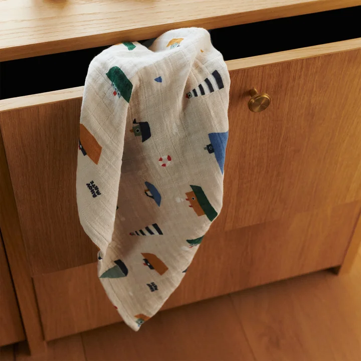 LIEWOOD - Linge en mousseline Lewis, en coton bio, Sailing, dove blue mix (lot de 2)