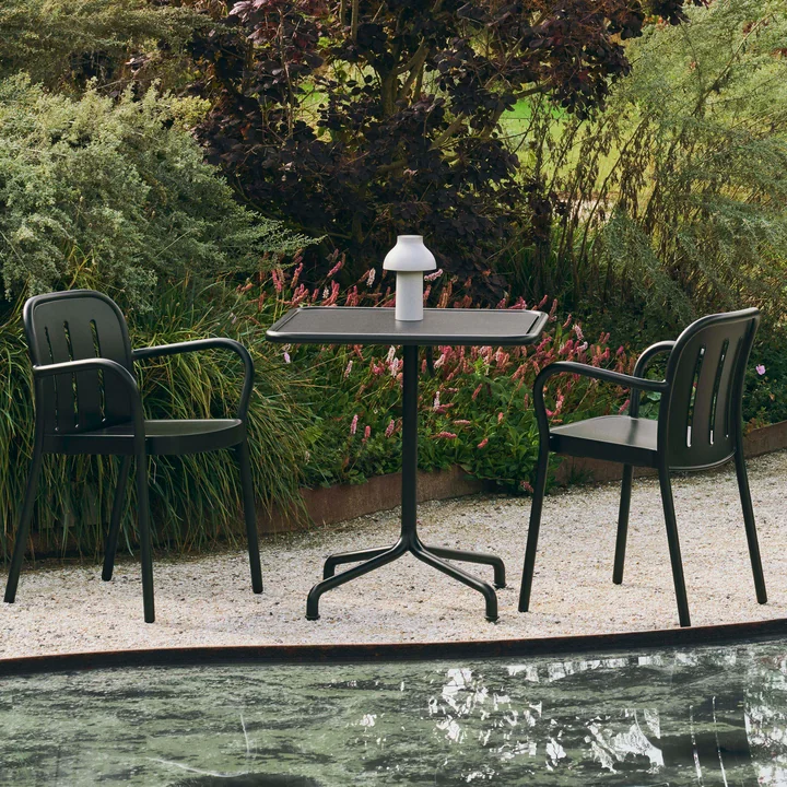 HAY - Deville Chaise avec accoudoirs et table, Outdoor, anthracite