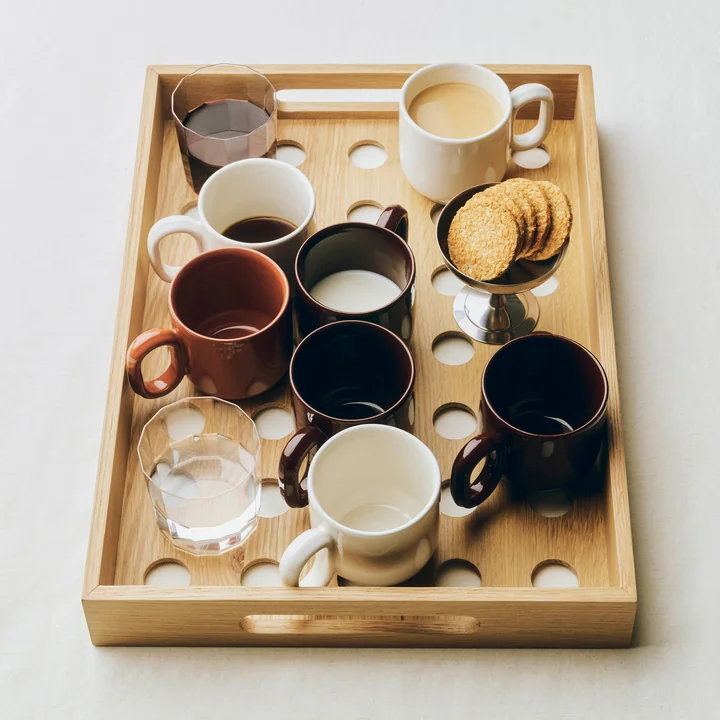 HAY - Barro Gobelet avec anse, bourgogne et blanc cassé