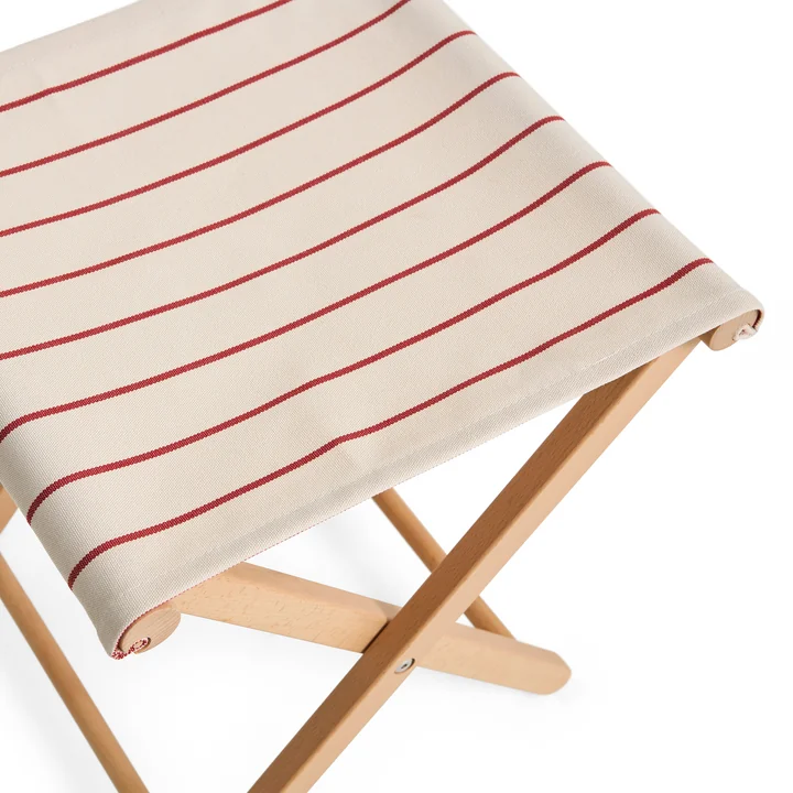 HAY - Outdoor Market Tabouret pliant, beige avec bandes rouges