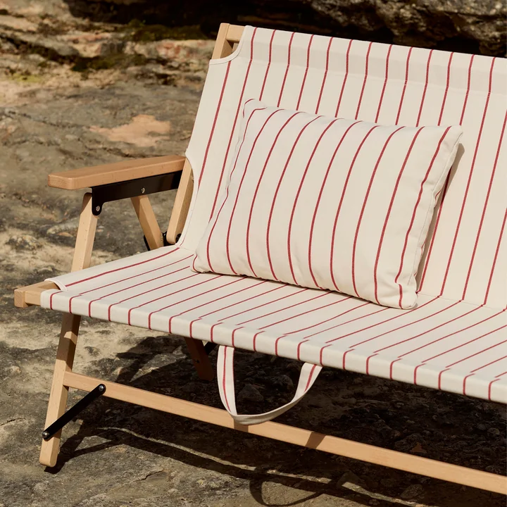 HAY - Outdoor Market Canapé pliant et coussins, beige à rayures rouges